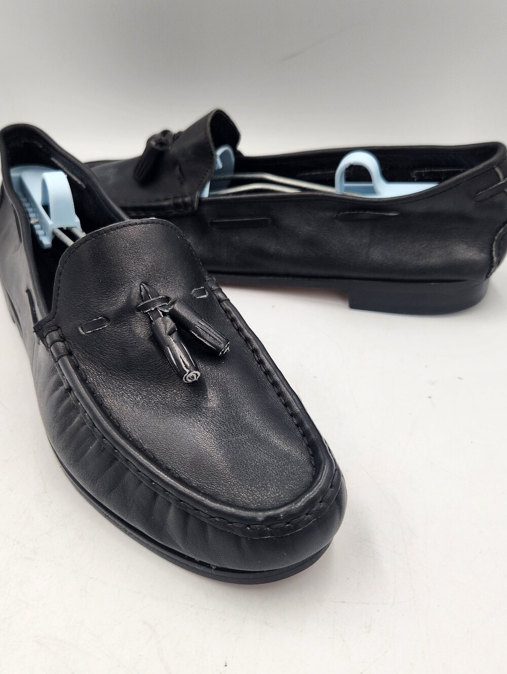 Thom Mcan Italian Leather Tassle Driving Loafer Black Womens 11 Slip On Shoe